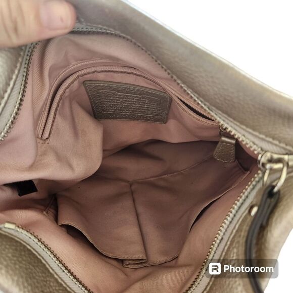 Coach Crossbody Metallic Chainlink Glam Silver Ethereal Leather Career Everyday - Picture 6 of 6